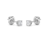4CTW Round Shaped Lab Grown Diamond (F/VS) Classic Basket Set Stud Earrings in 14K Gold
