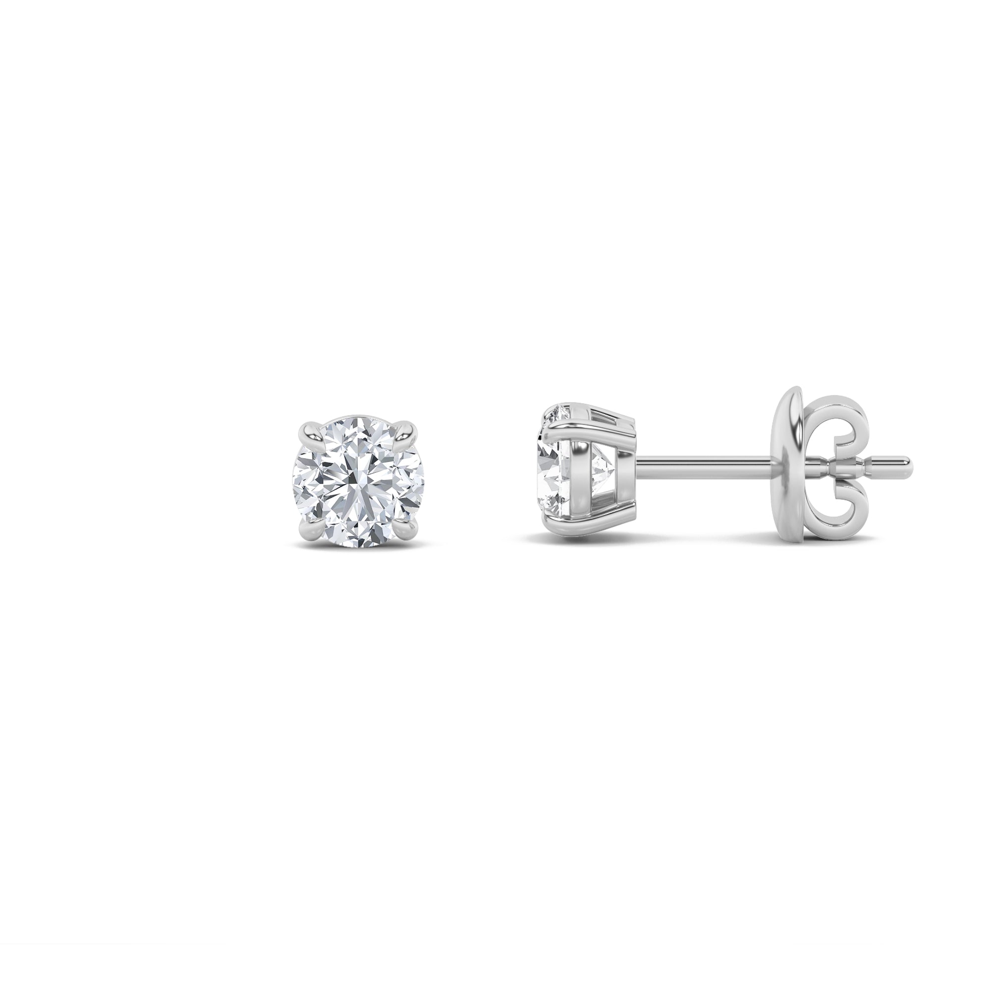 4CTW Round Shaped Lab Grown Diamond (G/VS) Classic Basket Set Stud Earrings in 14K Gold