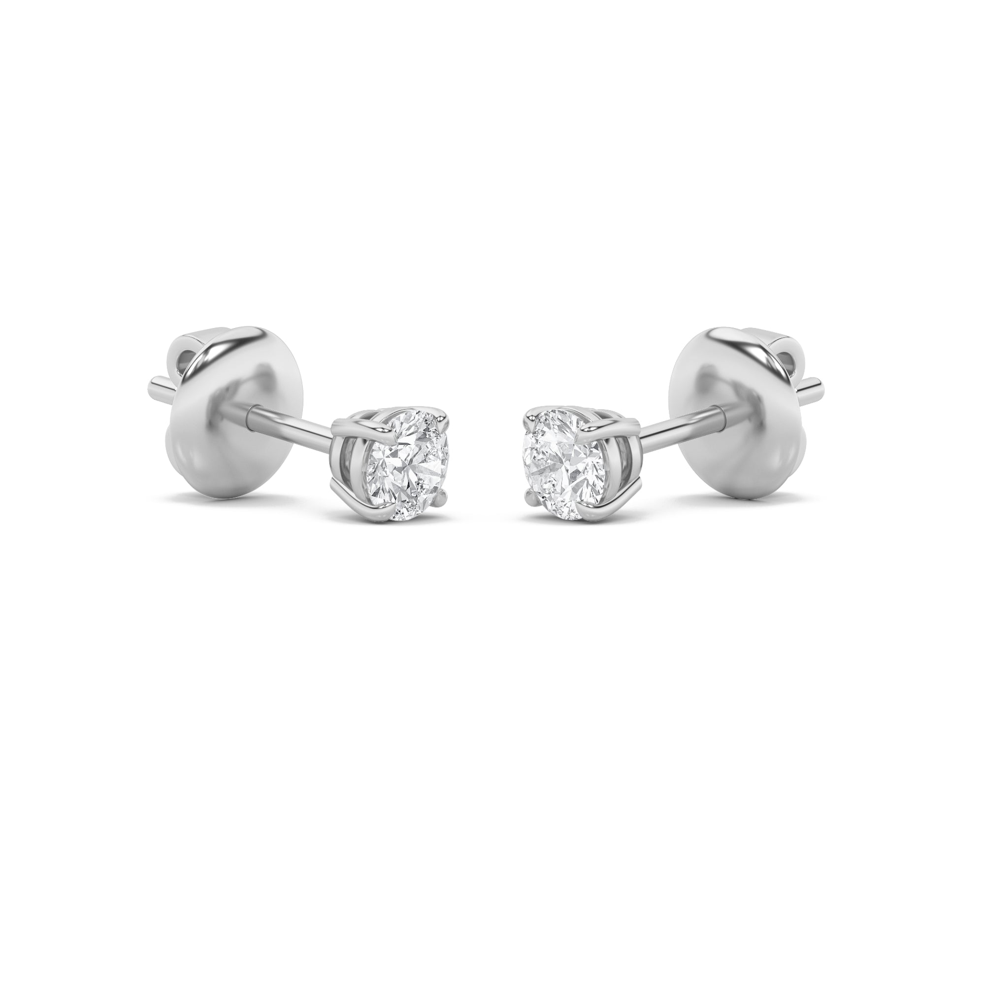 4CTW Round Shaped Lab Grown Diamond (G/VS) Classic Basket Set Stud Earrings in 14K Gold