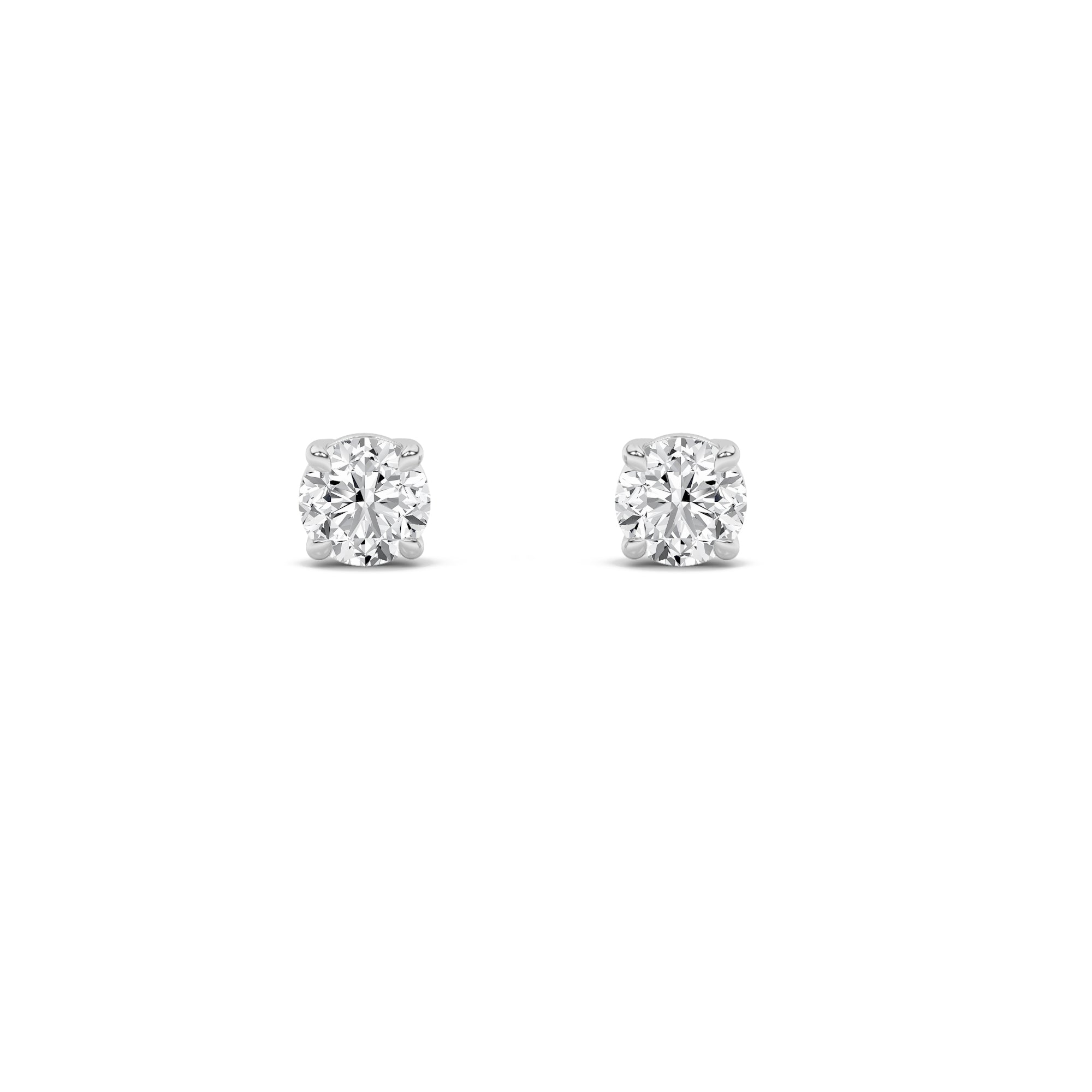 4CTW Round Shaped Lab Grown Diamond (G/VS) Classic Basket Set Stud Earrings in 14K Gold
