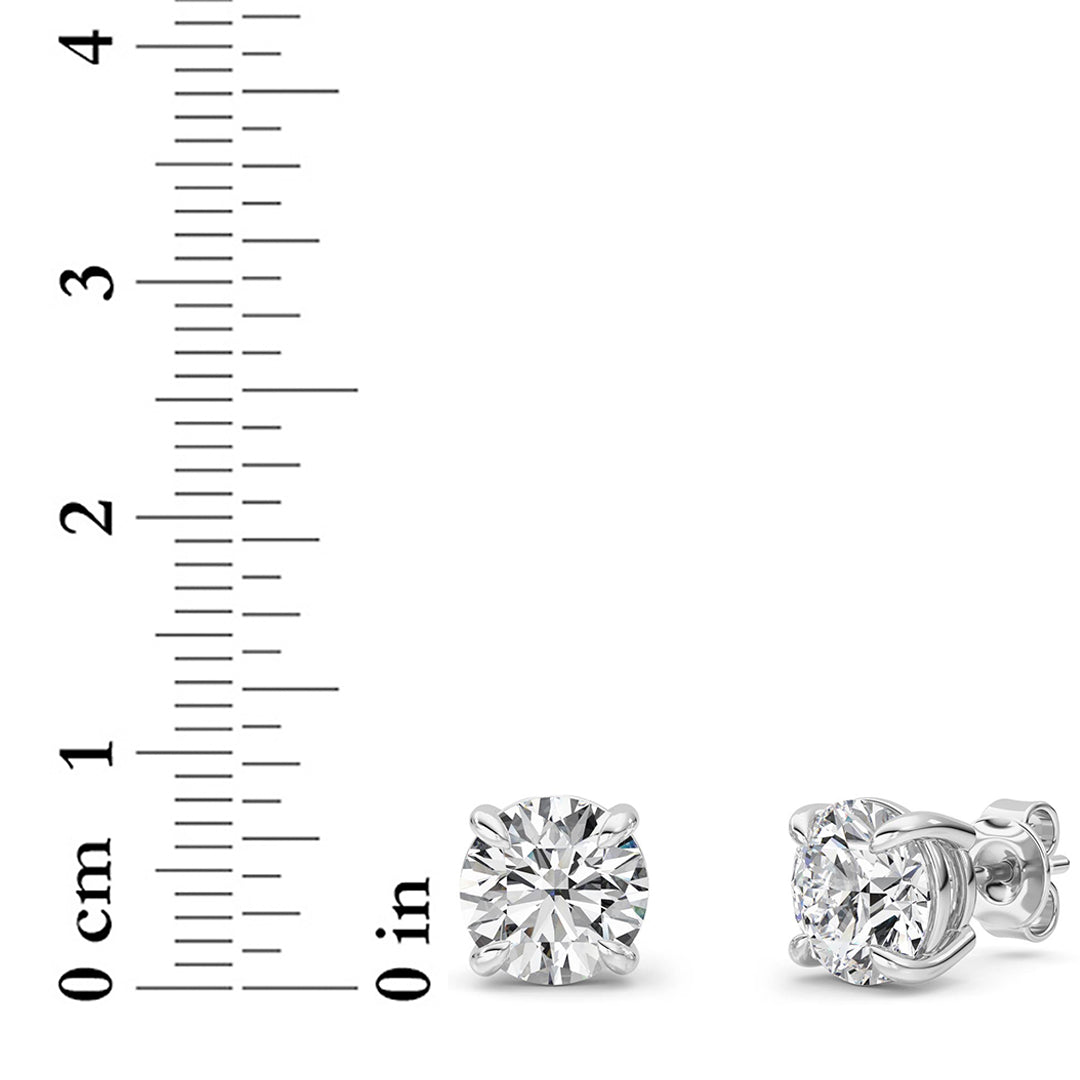 4CTW Round Shaped Lab Grown Diamond (G/VS) Classic Basket Set Stud Earrings in 14K Gold