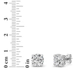 4CTW Round Shaped Lab Grown Diamond (G/VS) Classic Basket Set Stud Earrings in 14K Gold