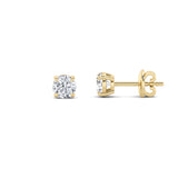 4CTW Round Shaped Lab Grown Diamond (G/VS) Classic Basket Set Stud Earrings in 14K Gold