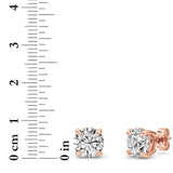 4CTW Round Shaped Lab Grown Diamond (F/VS) Classic Basket Set Stud Earrings in 14K Gold