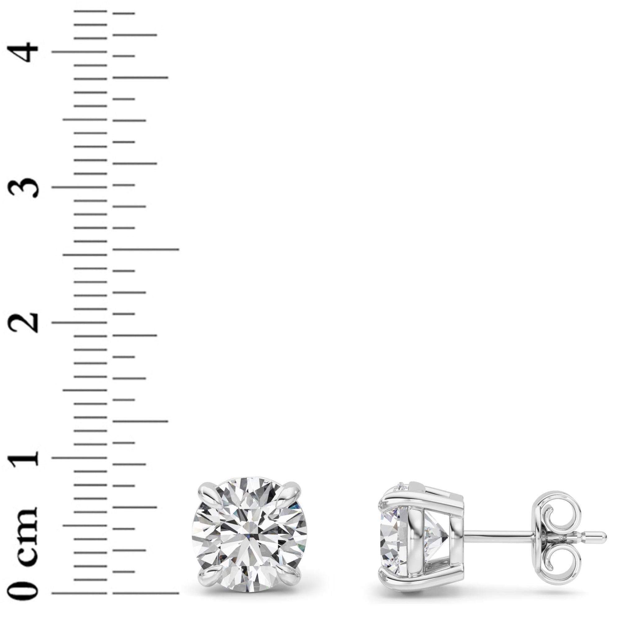 5CTW Round Shaped Lab Grown Diamond (F/VS) Classic Basket Set Stud Earrings in 14K Gold