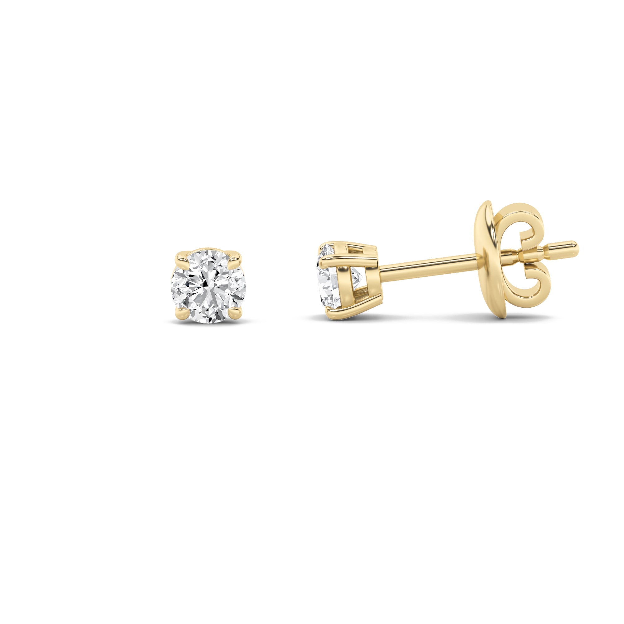 5CTW Round Shaped Lab Grown Diamond (G/VS) Classic Basket Set Stud Earrings in 14K Gold