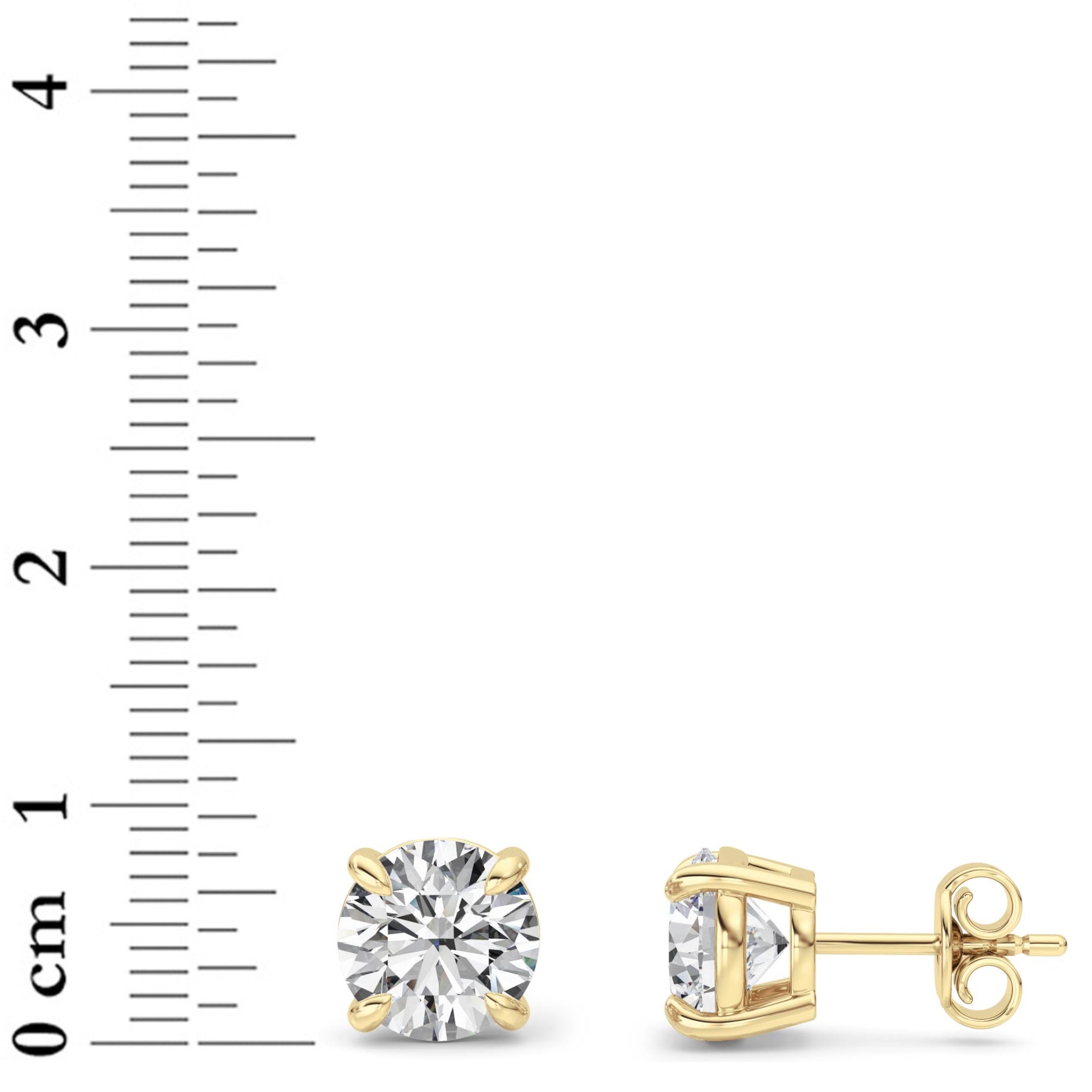 5CTW Round Shaped Lab Grown Diamond (G/VS) Classic Basket Set Stud Earrings in 14K Gold