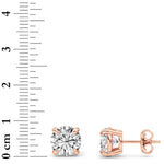 5CTW Round Shaped Lab Grown Diamond (F/VS) Classic Basket Set Stud Earrings in 14K Gold