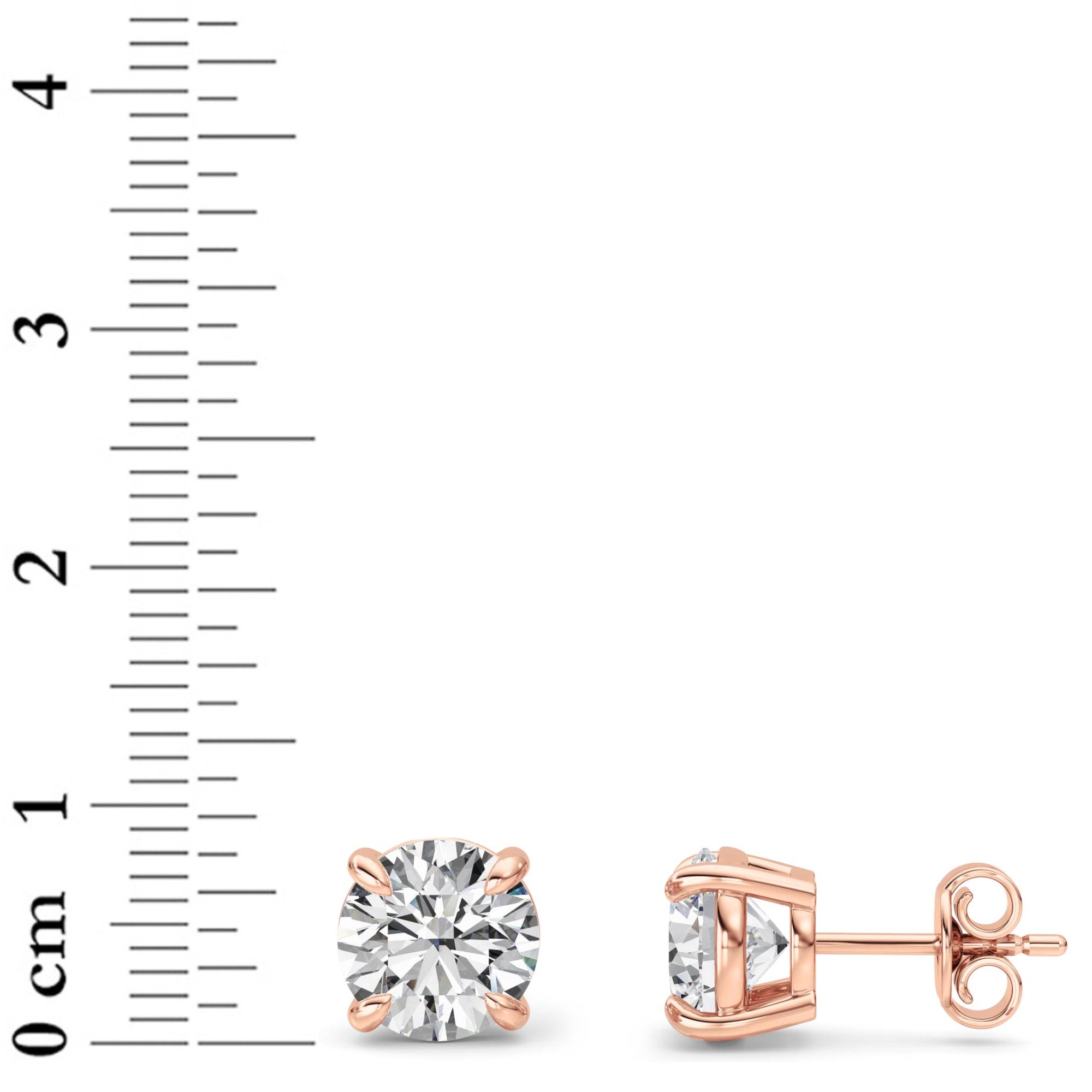 5CTW Round Shaped Lab Grown Diamond (F/VS) Classic Basket Set Stud Earrings in 14K Gold