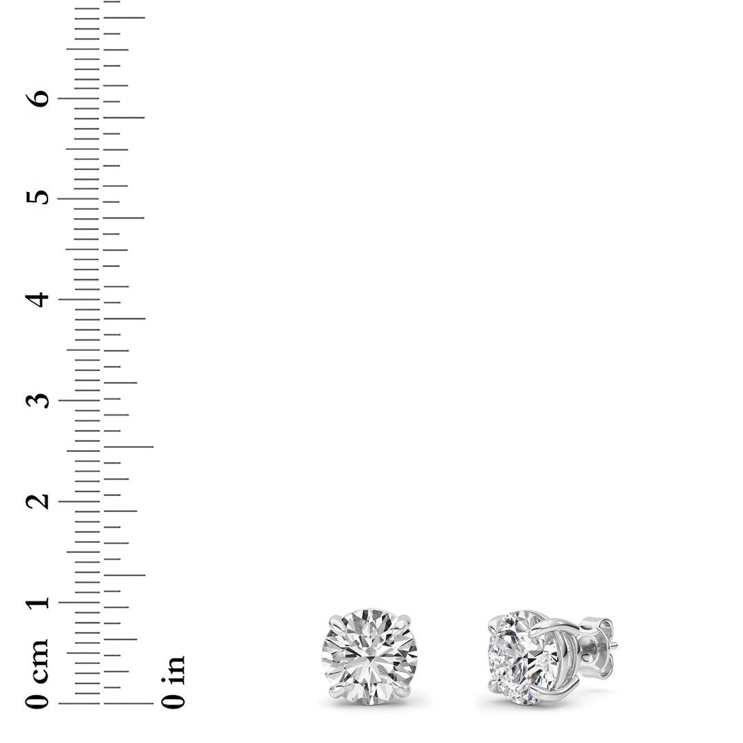 6CTW Round Shaped Lab Grown Diamond (F/VS) Classic Basket Set Stud Earrings in 14K Gold