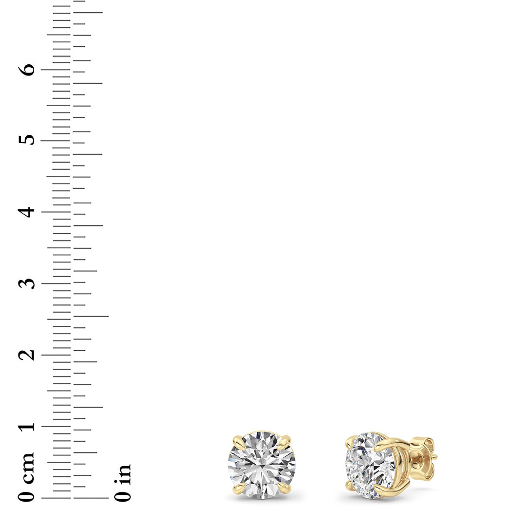 6CTW Round Shaped Lab Grown Diamond (F/VS) Classic Basket Set Stud Earrings in 14K Gold