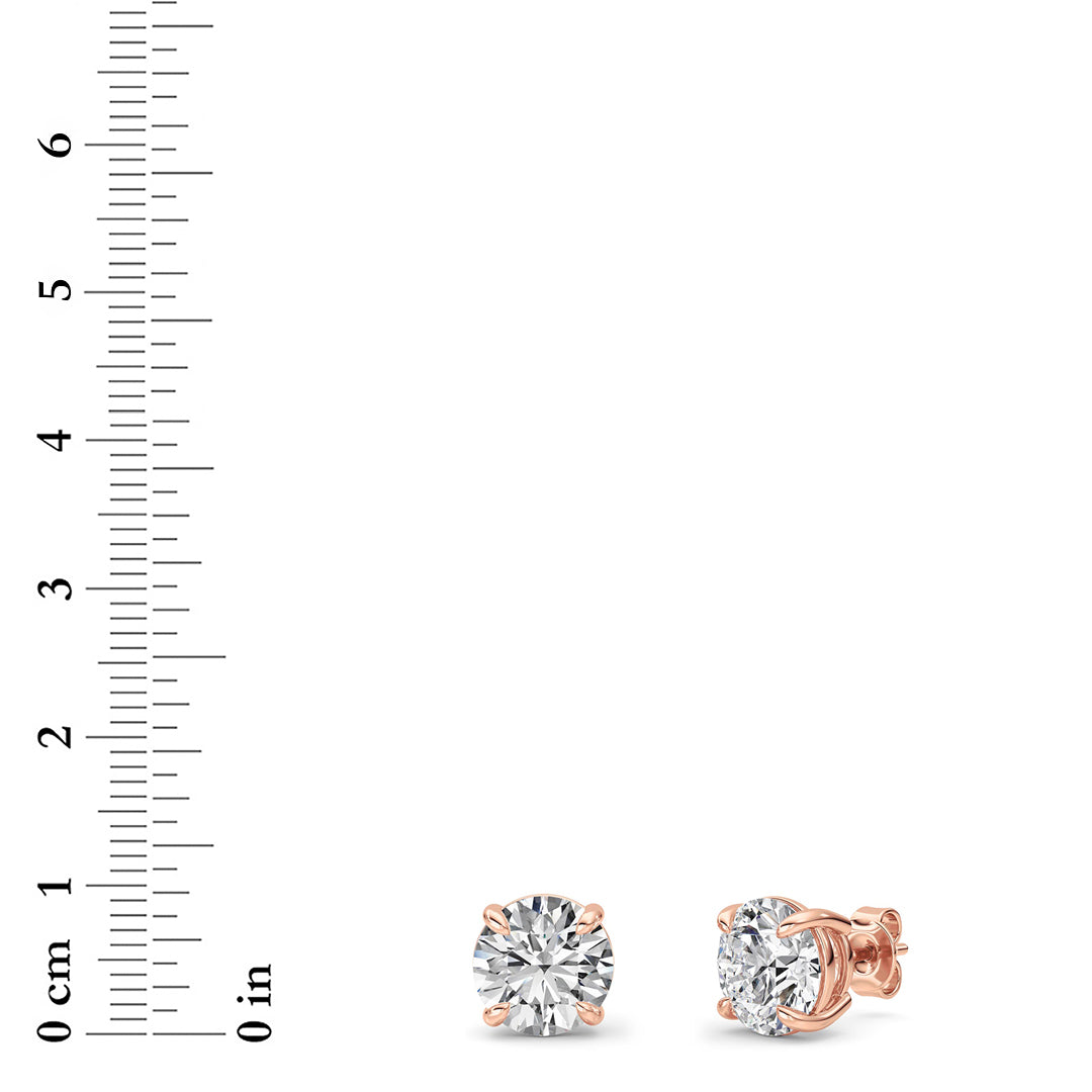 6CTW Round Shaped Lab Grown Diamond (F/VS) Classic Basket Set Stud Earrings in 14K Gold