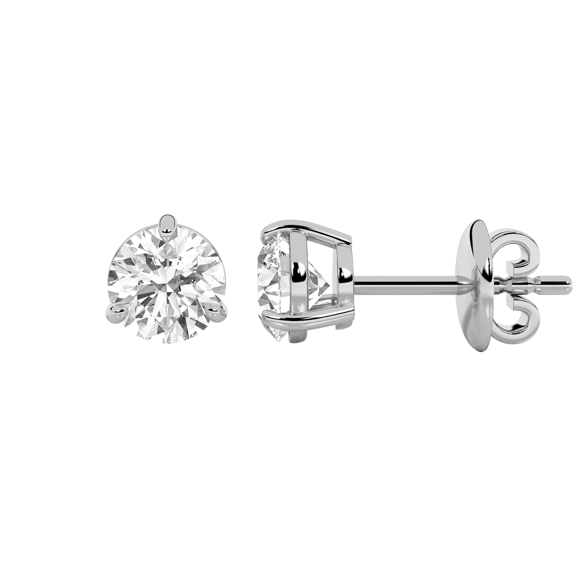 1CTW Round Shaped Lab Grown Diamond (F/VS) Earring in 14K White Gold