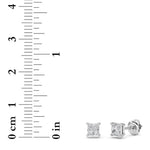 1CTW Princess Shaped Lab Grown Diamond (F/VS) Stud Earrings in 14K Gold