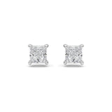 2CTW Princess Shaped Lab Grown Diamond (F/VS) Stud Earrings in 14K Gold