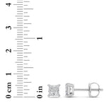 2CTW Princess Shaped Lab Grown Diamond (F/VS) Stud Earrings in 14K Gold