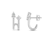 2.5CTW Round Shaped Lab Grown Diamond (F/VS) Toi et Moi Accented Earrings in 14K Gold