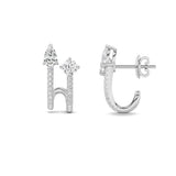 2.5CTW Round Shaped Lab Grown Diamond (F/VS) Toi et Moi Accented Earrings in 14K Gold