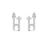 2.5CTW Round Shaped Lab Grown Diamond (F/VS) Toi et Moi Accented Earrings in 14K Gold