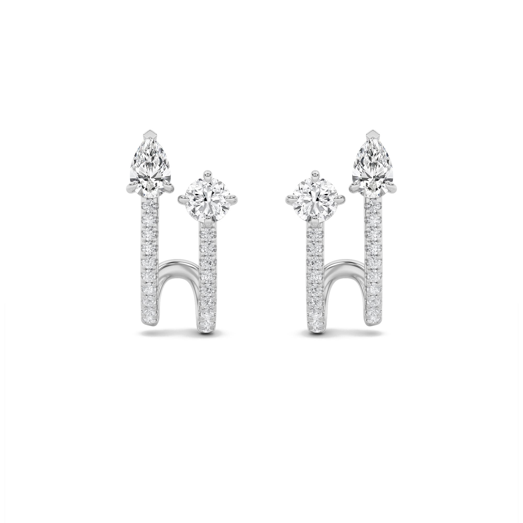2.5CTW Round Shaped Lab Grown Diamond (F/VS) Toi et Moi Accented Earrings in 14K Gold