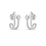 2.5CTW Round Shaped Lab Grown Diamond (G/VS) Toi et Moi Accented Earrings in 14K Gold