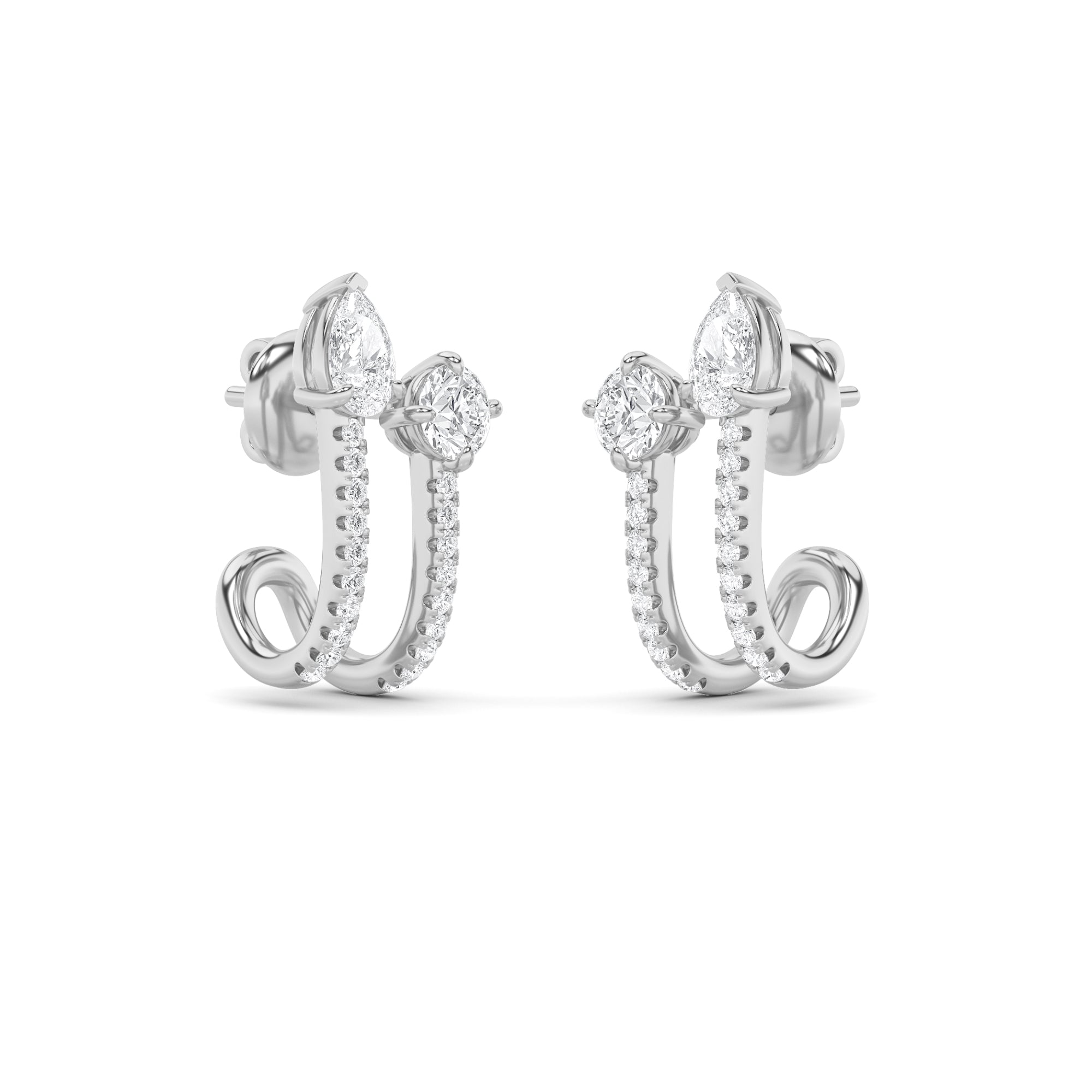 2.5CTW Round Shaped Lab Grown Diamond (G/VS) Toi et Moi Accented Earrings in 14K Gold