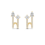 2.5CTW Round Shaped Lab Grown Diamond (F/VS) Toi et Moi Accented Earrings in 14K Gold