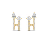 2.5CTW Round Shaped Lab Grown Diamond (F/VS) Toi et Moi Accented Earrings in 14K Gold