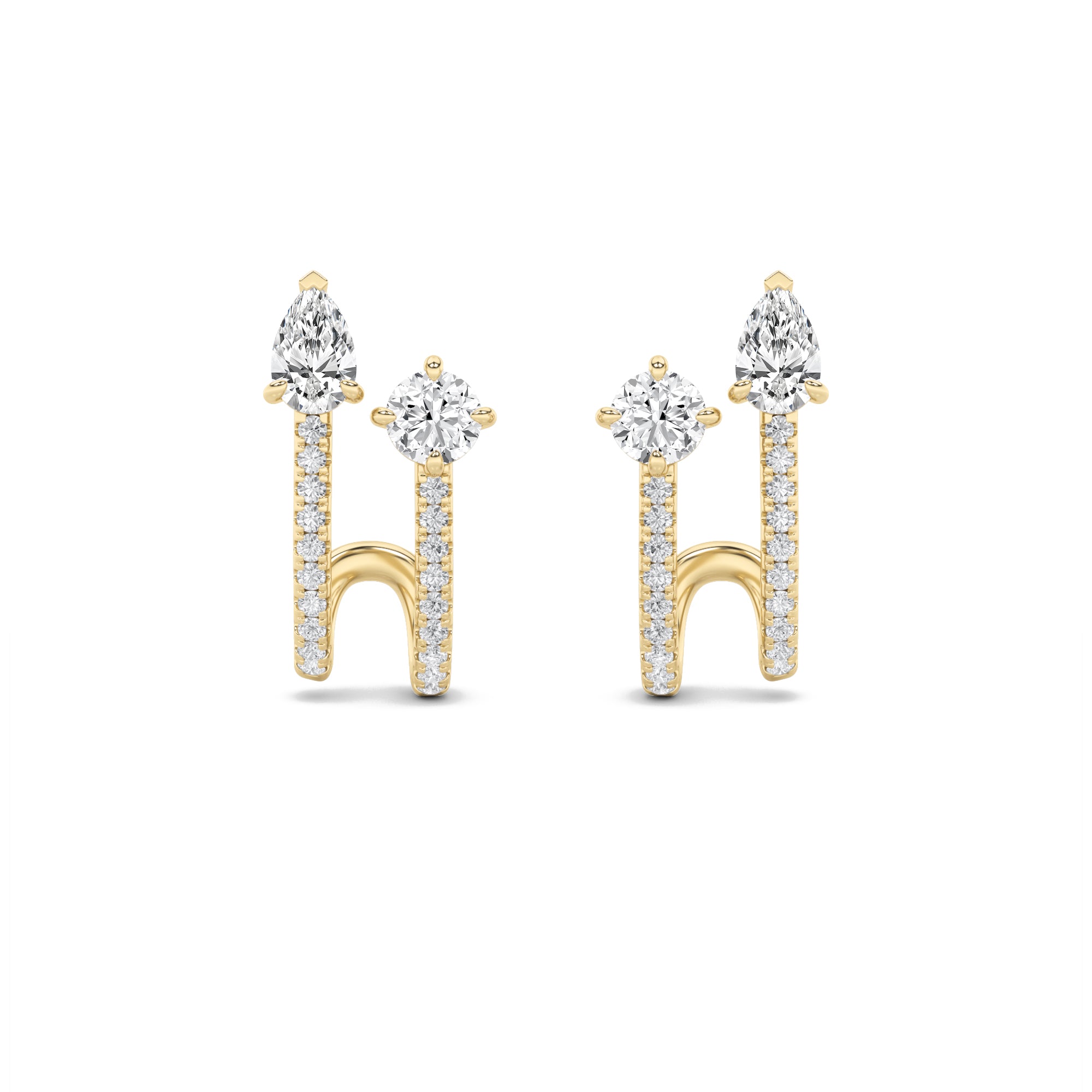 2.5CTW Round Shaped Lab Grown Diamond (F/VS) Toi et Moi Accented Earrings in 14K Gold