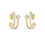 2.5CTW Round Shaped Lab Grown Diamond (G/VS) Toi et Moi Accented Earrings in 14K Gold