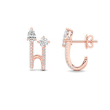 2.5CTW Round Shaped Lab Grown Diamond (F/VVS) Toi et Moi Accented Earrings in 14K Gold