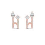 2.5CTW Round Shaped Lab Grown Diamond (F/VVS) Toi et Moi Accented Earrings in 14K Gold