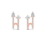 2.5CTW Round Shaped Lab Grown Diamond (F/VVS) Toi et Moi Accented Earrings in 14K Gold