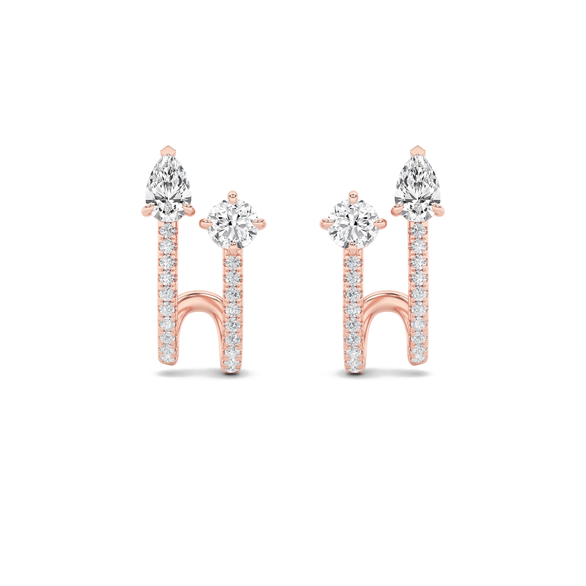 2.5CTW Round Shaped Lab Grown Diamond (F/VVS) Toi et Moi Accented Earrings in 14K Gold