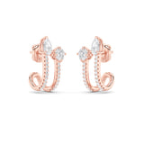 2.5CTW Round Shaped Lab Grown Diamond (F/VVS) Toi et Moi Accented Earrings in 14K Gold