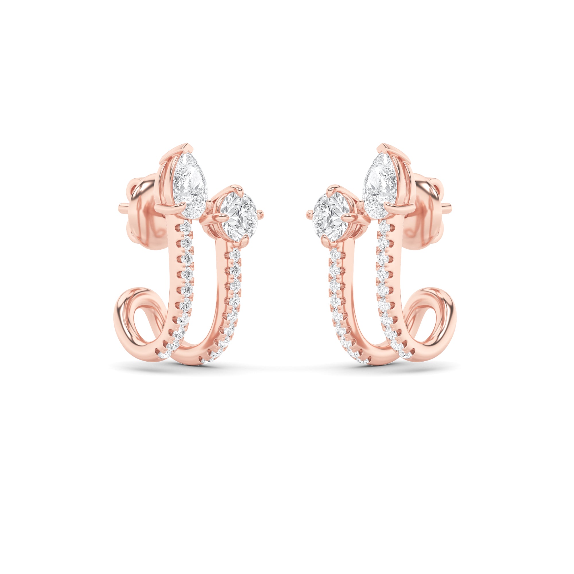 2.5CTW Round Shaped Lab Grown Diamond (F/VVS) Toi et Moi Accented Earrings in 14K Gold
