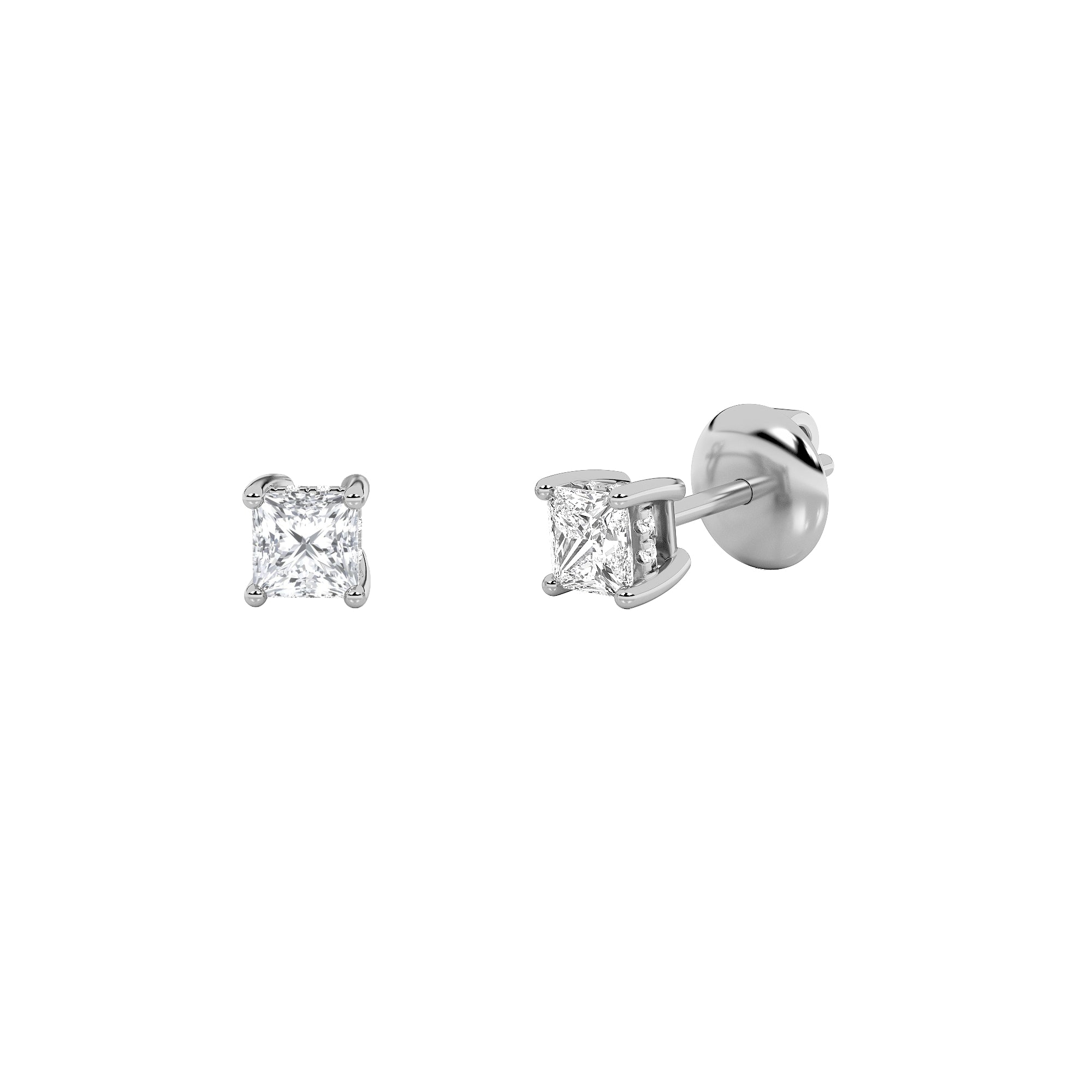 1CTW Princess Shaped Lab Grown Diamond (F/VS) Hidden Halo Stud Earrings in 14K Gold