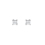 1CTW Princess Shaped Lab Grown Diamond (F/VS) Hidden Halo Stud Earrings in 14K Gold
