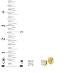 1.25CTW Princess Shaped Lab Grown Diamond (F/VS) Hidden Halo Stud Earrings in 14K Gold