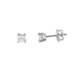 2CTW Princess Shaped Lab Grown Diamond (F/VS) Hidden Halo Stud Earrings in 14K Gold