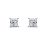 2CTW Princess Shaped Lab Grown Diamond (F/VS) Hidden Halo Stud Earrings in 14K Gold
