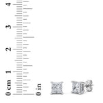 2CTW Princess Shaped Lab Grown Diamond (F/VS) Hidden Halo Stud Earrings in 14K Gold
