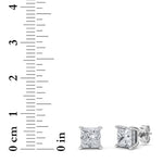 3CTW Princess Shaped Lab Grown Diamond (F/VS) Hidden Halo Stud Earrings in 14K Gold