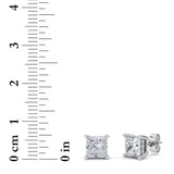 3CTW Princess Shaped Lab Grown Diamond (F/VS) Hidden Halo Stud Earrings in 14K Gold