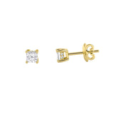 3CTW Princess Shaped Lab Grown Diamond (F/VS) Hidden Halo Stud Earrings in 14K Gold