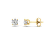 1CTW Round Shaped Lab Grown Diamond (F/VS) Hidden Halo Stud Earrings in 14K Gold