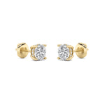 1CTW Round Shaped Lab Grown Diamond (F/VS) Hidden Halo Stud Earrings in 14K Gold