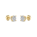1CTW Round Shaped Lab Grown Diamond (F/VS) Hidden Halo Stud Earrings in 14K Gold