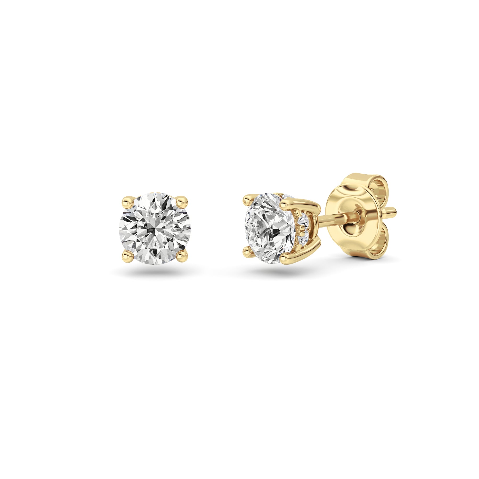 1.5CTW Round Shaped Lab Grown Diamond (F/VS) Hidden Halo Stud Earrings in 14K Gold