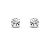 2CTW Round Shaped Lab Grown Diamond (F/VVS) Hidden Halo Stud Earrings in 14K Gold
